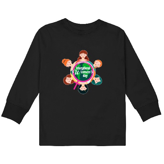 International Women's Day Theme 2023 Embrace Equit Kids Long Sleeve T Shirts