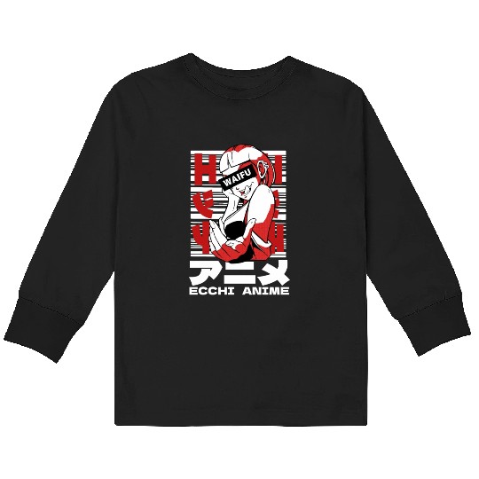Japanese Ecchi Anime Aesthetic Waifu Manga Girl Kids Long Sleeve T Shirts