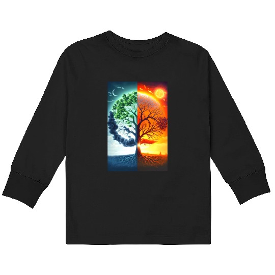 The Tree of Life Summer to Winter Kids Long Sleeve T Shirts
