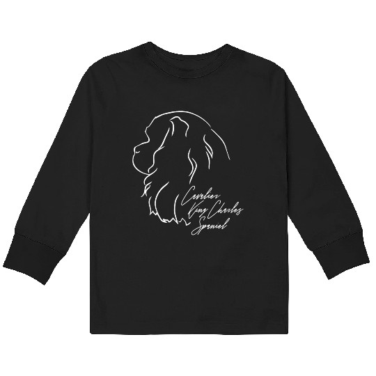 Cavalier King Charles Spaniel Profile dog mom Kids Long Sleeve T Shirts