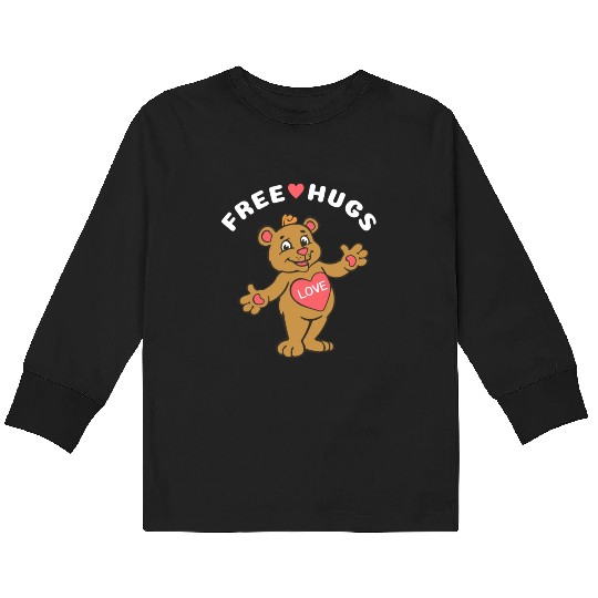 Free Hugs Teddy Bear Kids Long Sleeve T Shirts