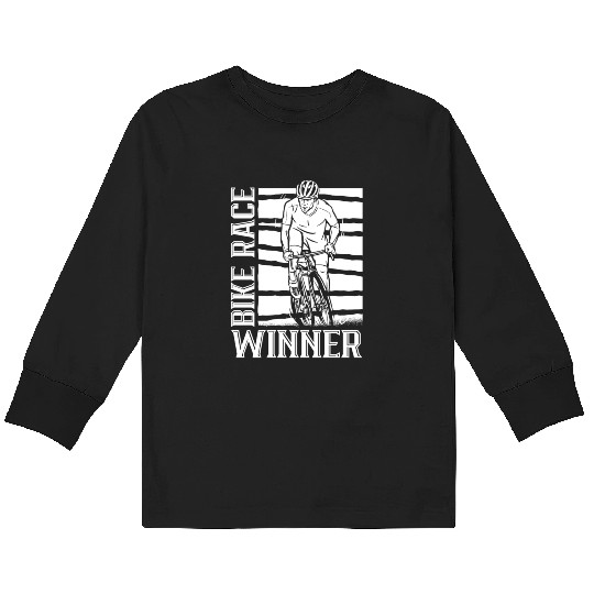 Bike Race Winner Racer Racing Bicycle Cycling Kids Long Sleeve T Shirts