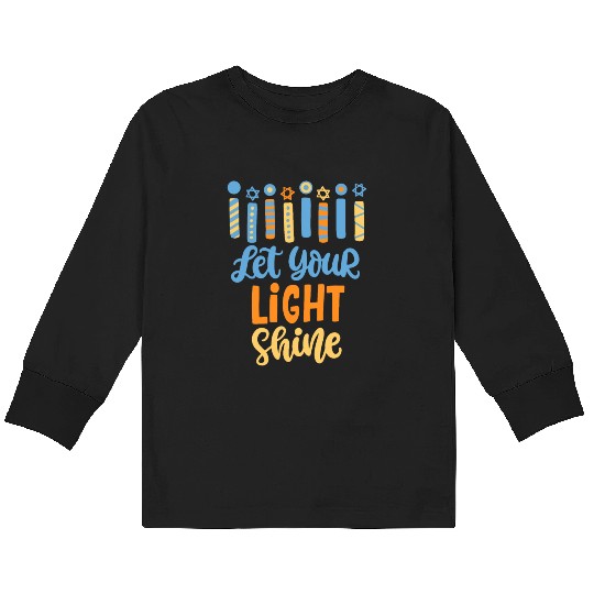 Funny Hanukkah Let Your Light Shine Menorah Adults Kids Long Sleeve T Shirts