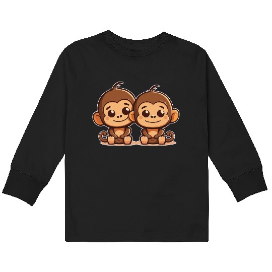 Monkeys siblings brother sister family love ape Kids Long Sleeve T Shirts