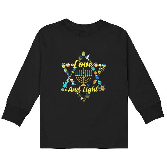 Love and Light Hanukkah Kids Long Sleeve T Shirts Jew Menorah Jewish C