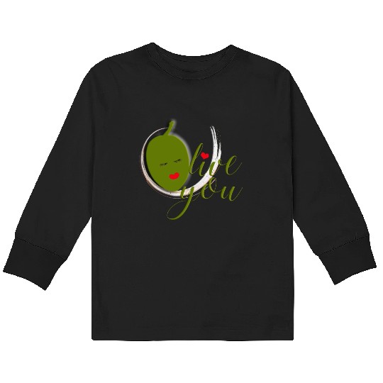 Olive you - I Love You Kids Long Sleeve T Shirts
