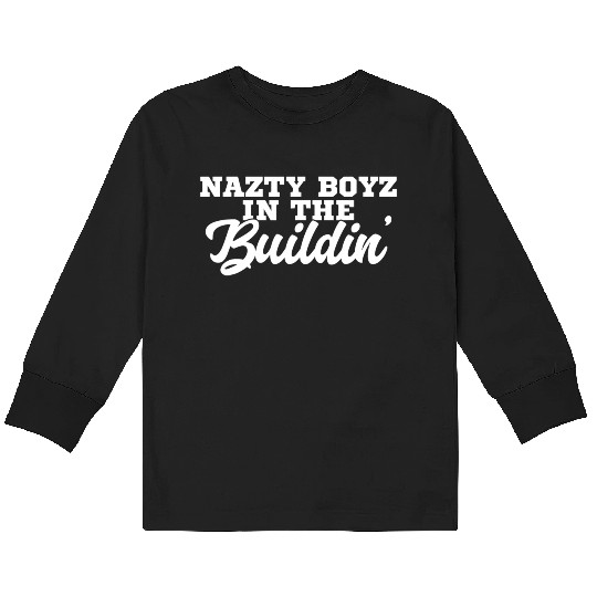 Nazty Boyz in the Buildin Coach Gang Wear Black Kids Long Sleeve T Shirts