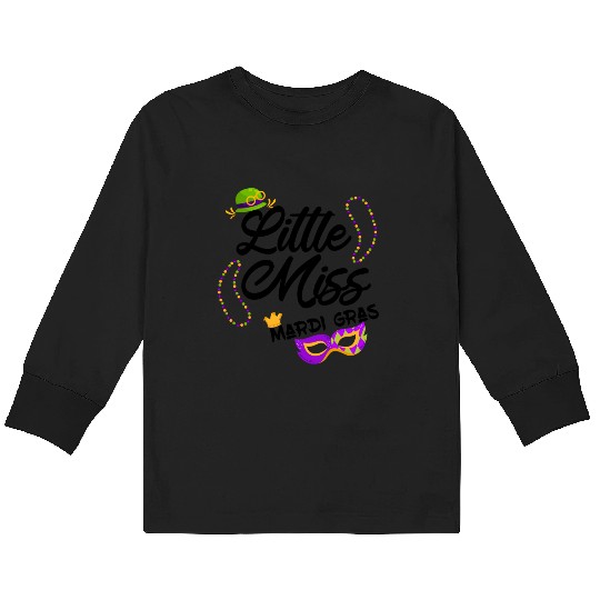 funny little miss mardi gras Kids Long Sleeve T Shirts