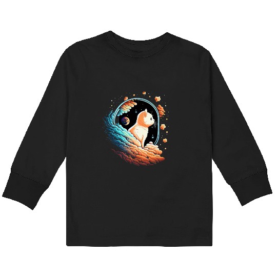 Astronaut Cat Space Cat on Galaxy Cat Lover Kids Long Sleeve T Shirts