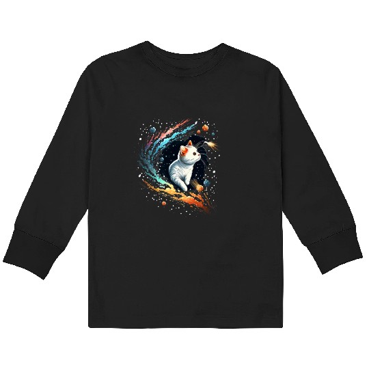 Astronaut Cat or Space Cat on Galaxy Cat Lover Kids Long Sleeve T Shirts