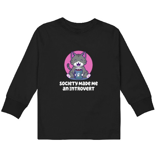 Handcrafted by Society Introvert Sayings Antisocia Kids Long Sleeve T Shirts
