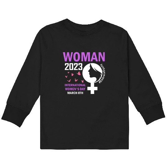 International Women's Day 2023 Embrace Equity Kids Long Sleeve T Shirts