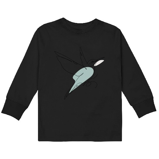 Hand-Drawn One-Line Art Bird Illustration Kids Long Sleeve T Shirts