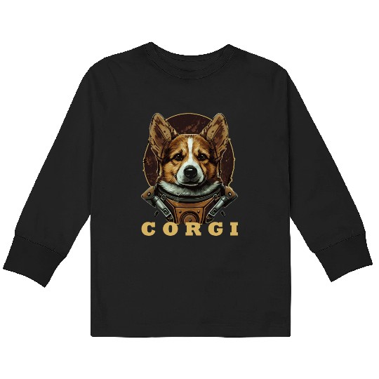 Astronaut Corgi Space Astronomy Galaxy Lover Funny Kids Long Sleeve T Shirts