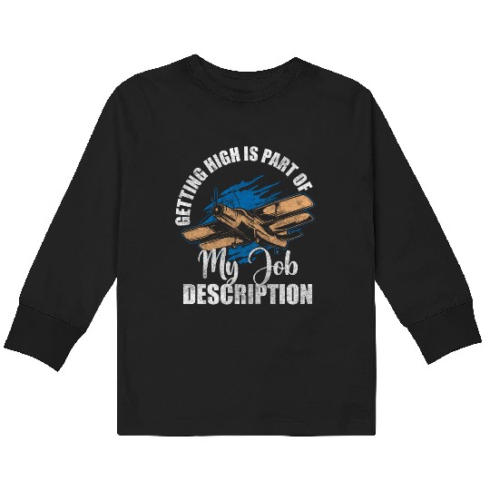 Airplane Work Aviation Aerobatic Pilots Kids Long Sleeve T Shirts