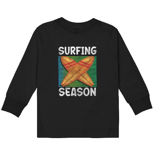 Surfing Surfer Boy Heartbeat Nature Kids Long Sleeve T Shirts