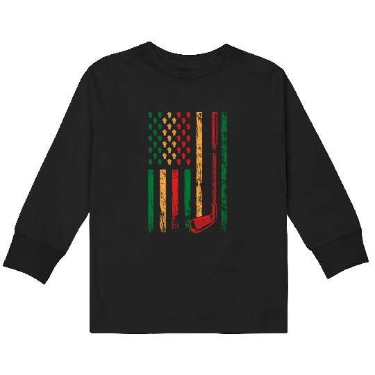 American Sports Flag Athletic Black Juneteenth Kids Long Sleeve T Shirts