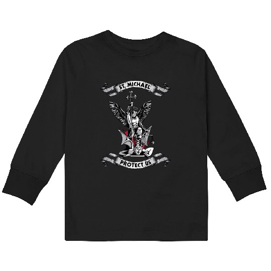 Archangel Saint Michael Protect Us Defend Us Long Kids Long Sleeve T Shirts
