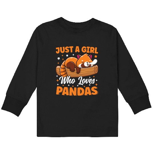 Just A Girl Who Loves Panda Bear Cute Sleeping Kids Long Sleeve T Shirts