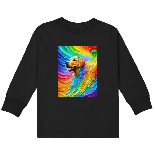 Labrador Retriever with rainbow splashes of colors Kids Long Sleeve T Shirts