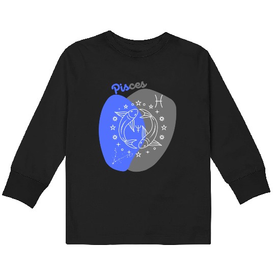 Underwater Dreams: A Minimalist Pisces Design Kids Long Sleeve T Shirts