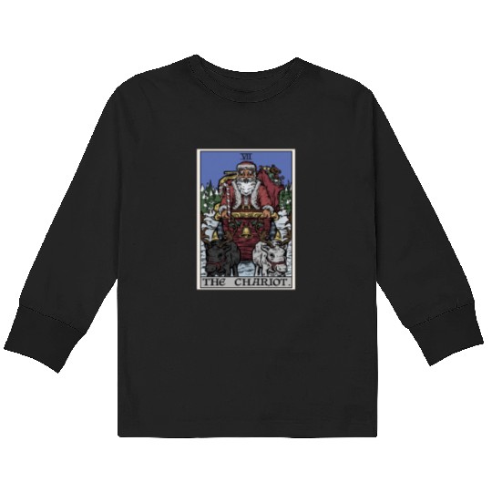 Santa Claus in The Chariot Tarot Card Kids Long Sleeve T Shirts