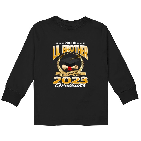 Proud Lil Brother Of A Class Of 2023 Graduate Kids Long Sleeve T Shirts