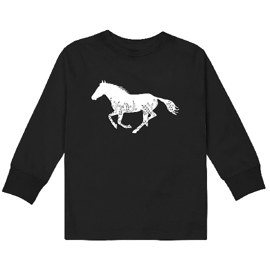 Floral Horse Kids Long Sleeve T Shirts