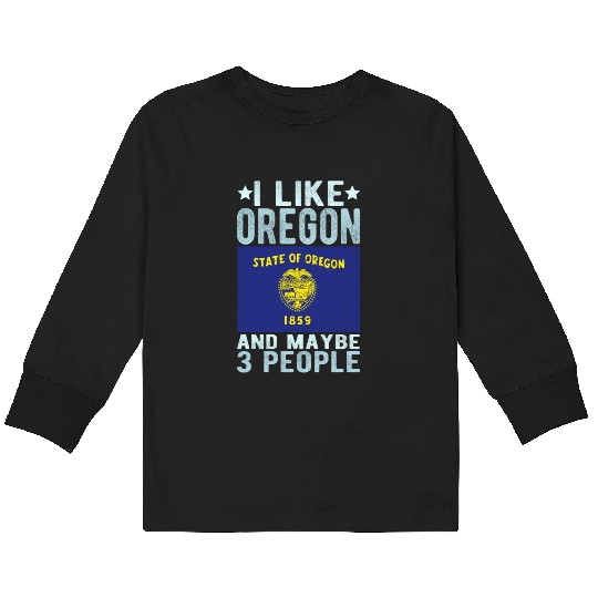 Oregon Flag US State Kids Long Sleeve T Shirts