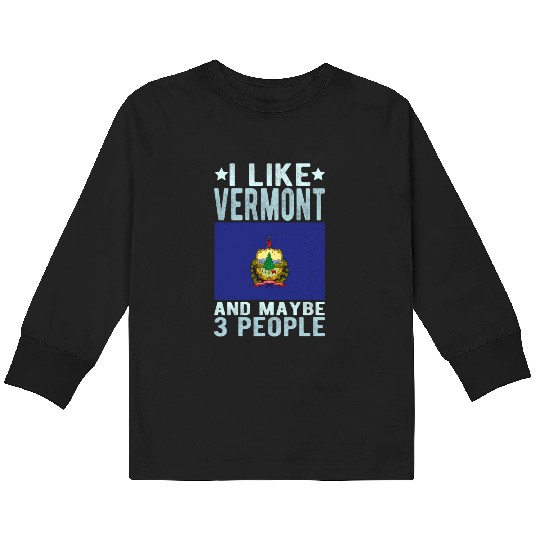 Vermont Flag US State Kids Long Sleeve T Shirts