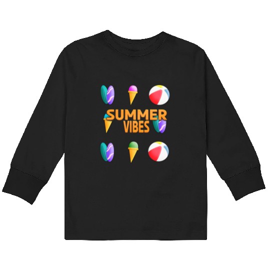 Beach Vibes - Summer Design (Pattern) Kids Long Sleeve T Shirts