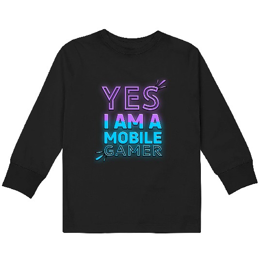 'Yes, I am a Mobile Gamer' - (Blue/Purple) Design Kids Long Sleeve T Shirts