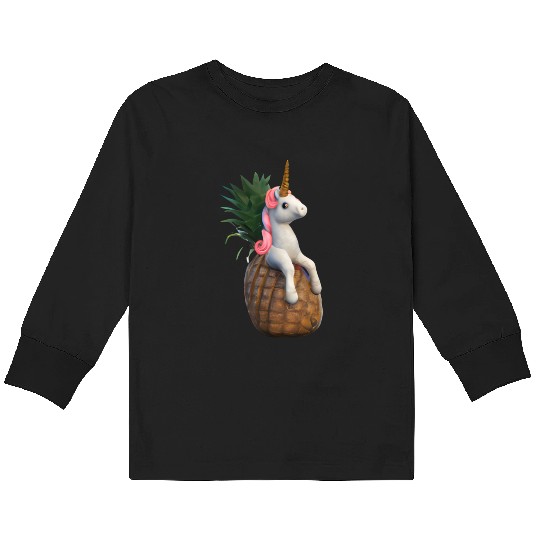 Pineapple unicorn - tropical unicorn Kids Long Sleeve T Shirts
