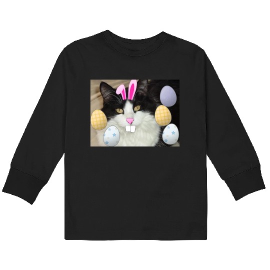 Easter Bunny Cat Face Decor Kids Long Sleeve T Shirts
