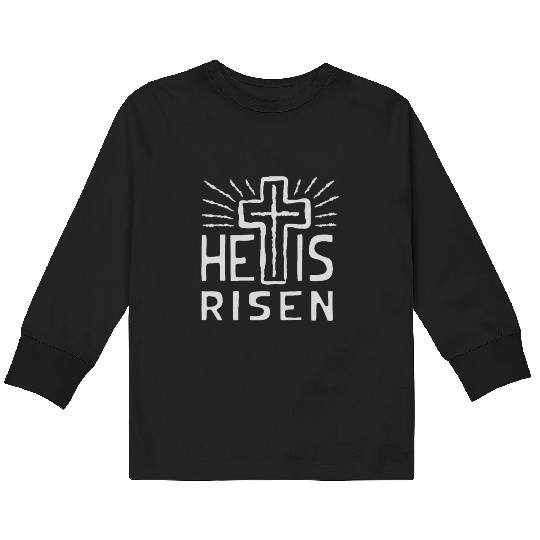 Christian Cross Easter He is Risen Kids Long Sleeve T Shirts