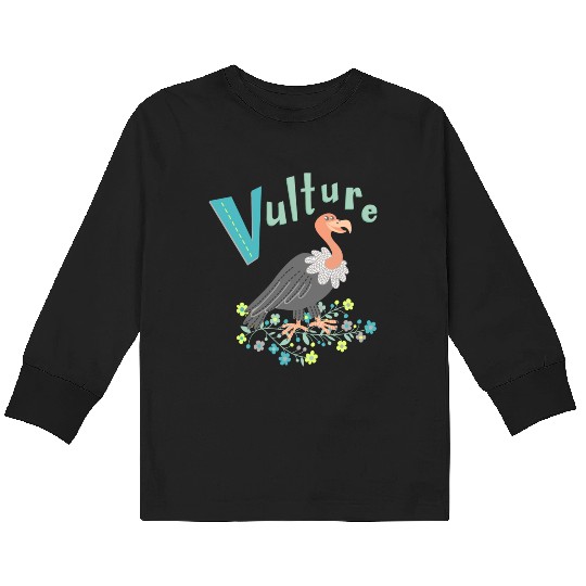 Vulture Bird Illustration Kids Long Sleeve T Shirts