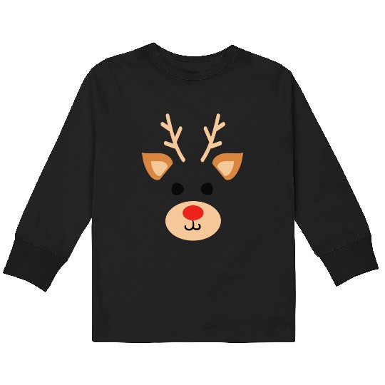 Rudolph Red Nosed Reindeer Antlers Deer Christmas Kids Long Sleeve T Shirts