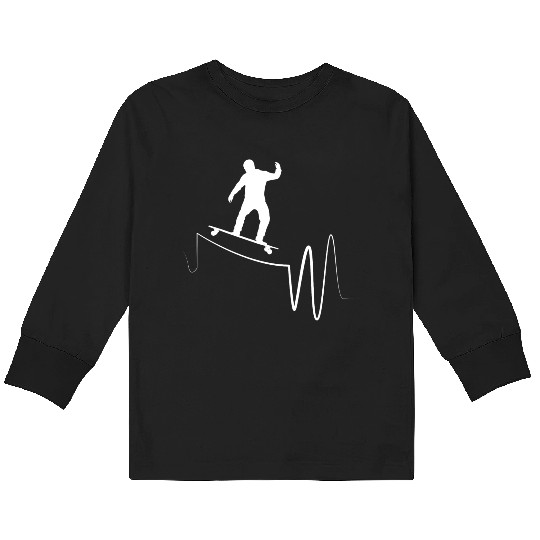 I Love Longboarding Skateboard Heartbeat Longboard Kids Long Sleeve T Shirts