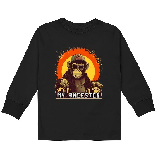 My Ancestor Monkey Cool DJ Ape Kids Long Sleeve T Shirts