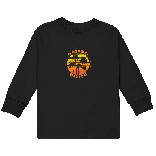 Retro Cozumel Mexico Souvenir Vintage Palm Tree Kids Long Sleeve T Shirts