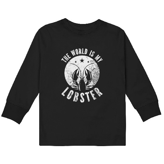The World Is My Lobster Funny Vintage Graphic Kids Long Sleeve T Shirts