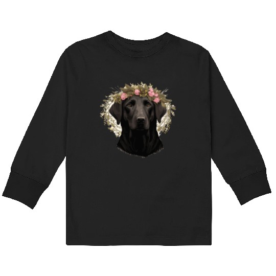 Cute Labrador Retriever Flower Crown Dog Breed Flo Kids Long Sleeve T Shirts