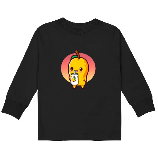 Refreshing mango enjoying mango juice Kids Long Sleeve T Shirts