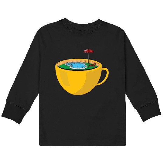 Swimming pool on a coffee cup Kids Long Sleeve T Shirts