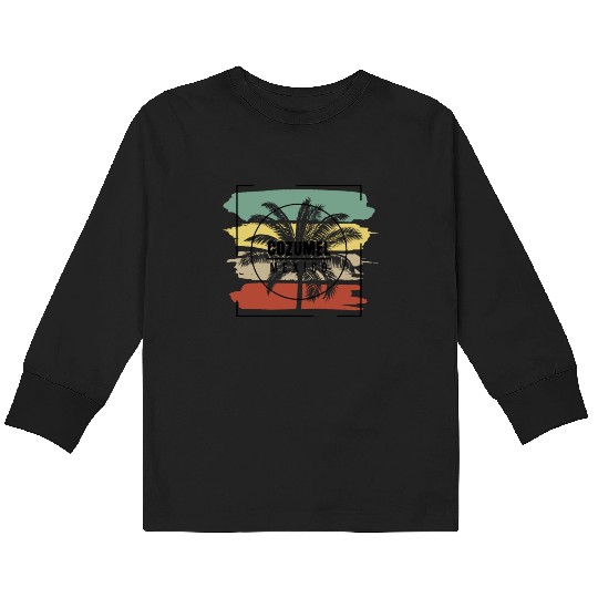 Cozumel Mexico Palm Tree Retro Artistic Kids Long Sleeve T Shirts