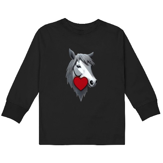 Horse with a heart Kids Long Sleeve T Shirts