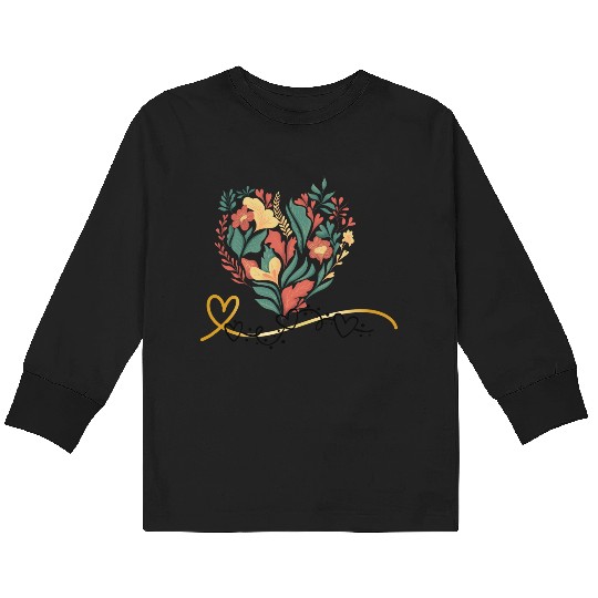 heart flower Kids Long Sleeve T Shirts
