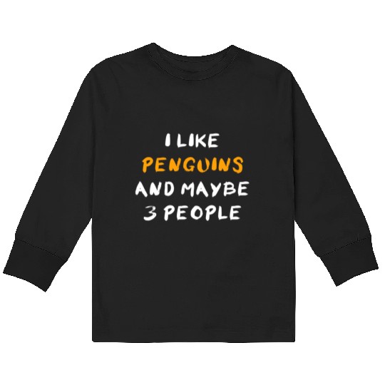 Penguins And 3 People Kids Long Sleeve T Shirts
