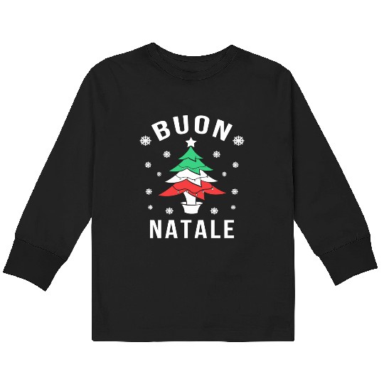 Italian Flag Tree Buon Natale Kids Long Sleeve T Shirts