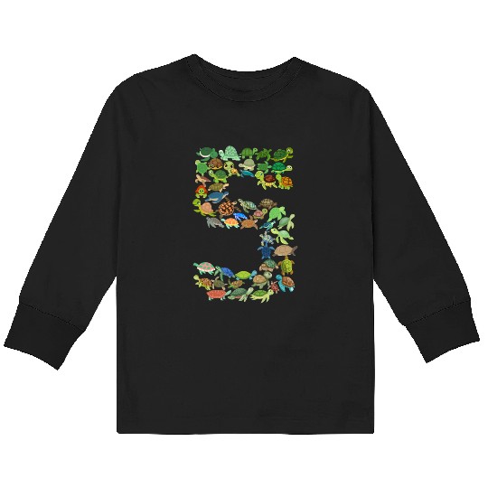 5th Birthday Sea Turtle Tortoise Theme 5 Year Old Kids Long Sleeve T Shirts
